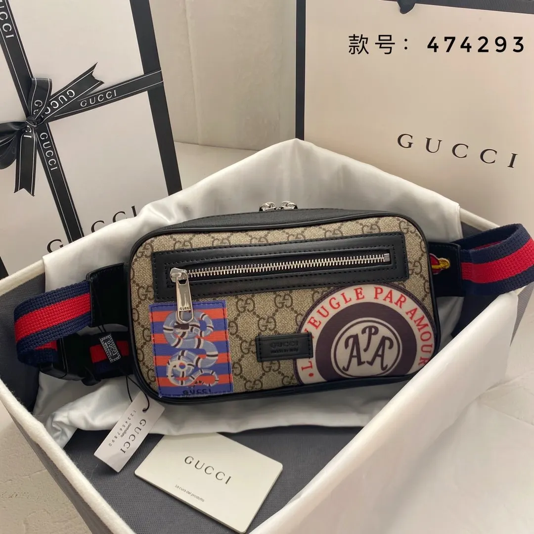 Gucci 牛皮 腰包 休闲腰包款