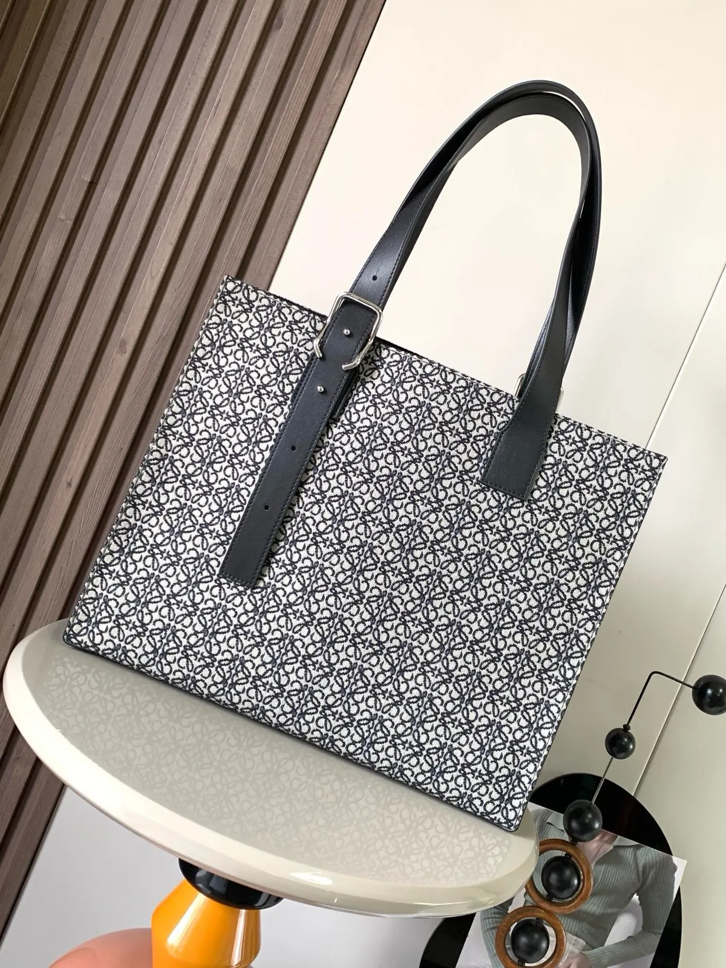 老花 牛皮 LOE WE 老花手提 Buckle tote托特手 托特包 大容量托特款