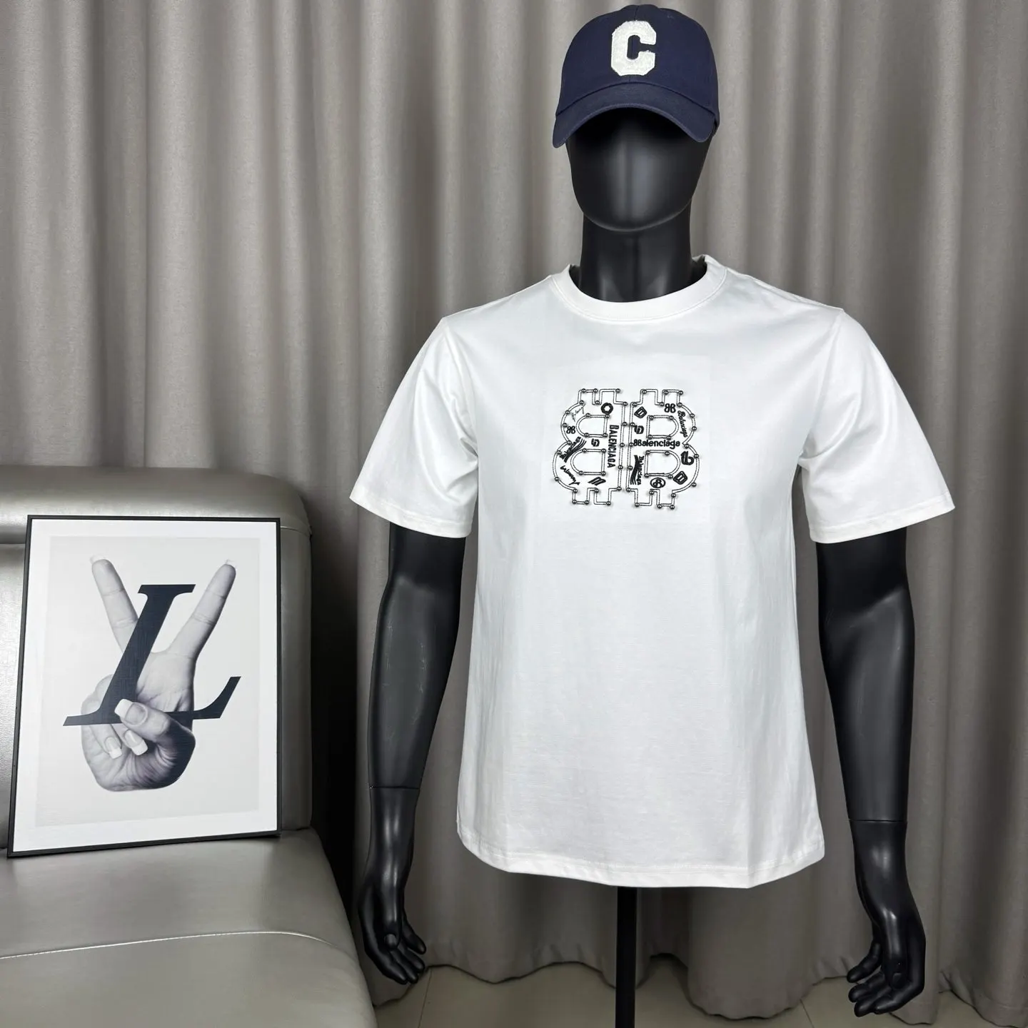 Balenciaga 黑色 純棉 Logo 短袖T恤 街頭休閒款