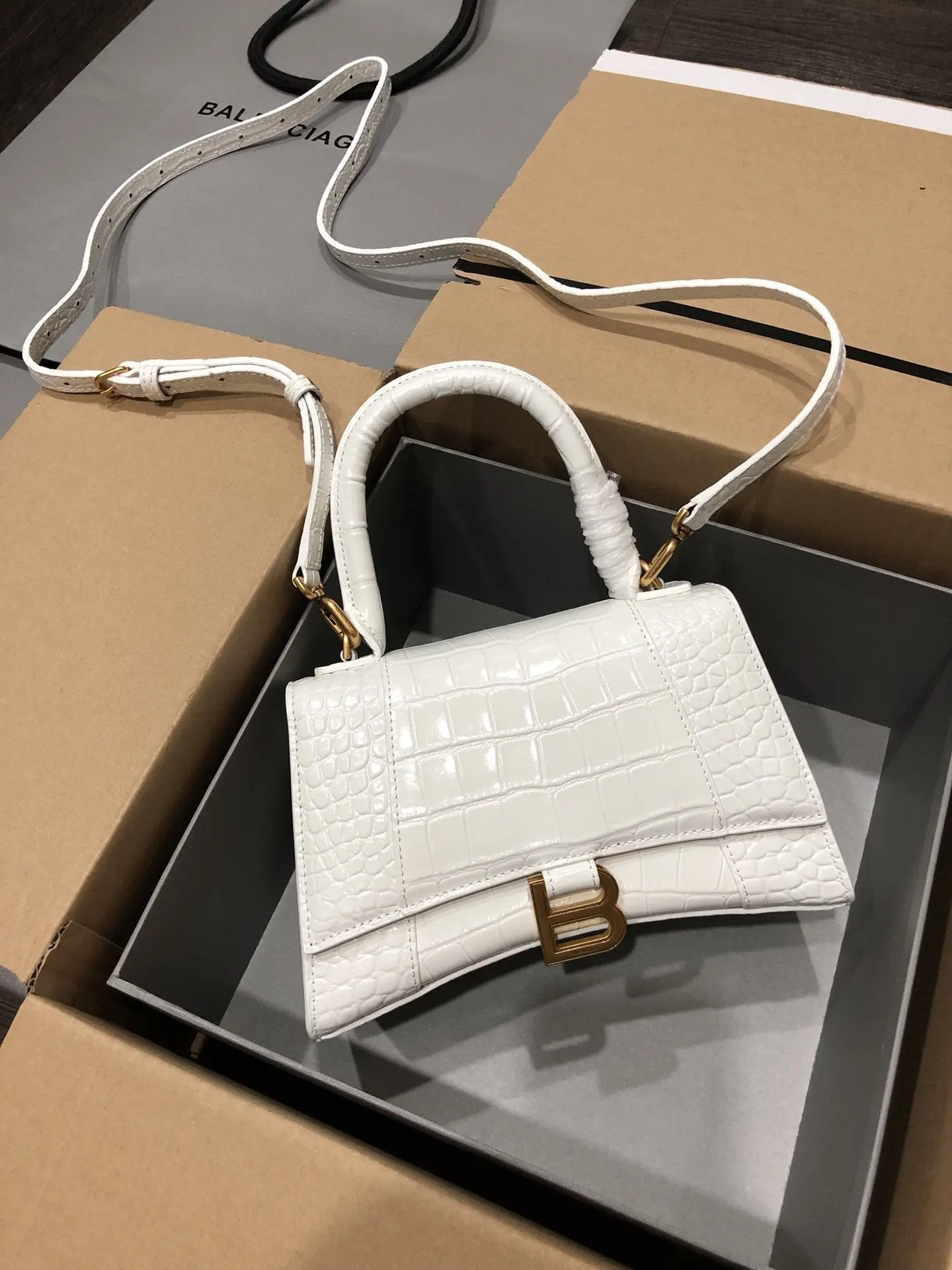 Balenciaga Hourglass 金扣 牛皮 手提包 經典手提款