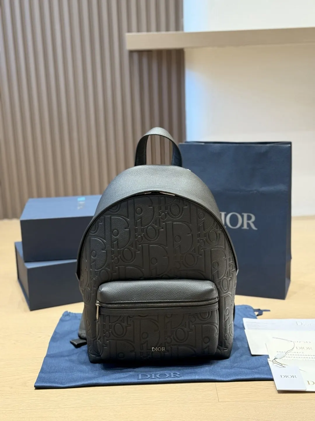 Dior Oblique 黑色小牛皮雙肩包 通勤旅行款
