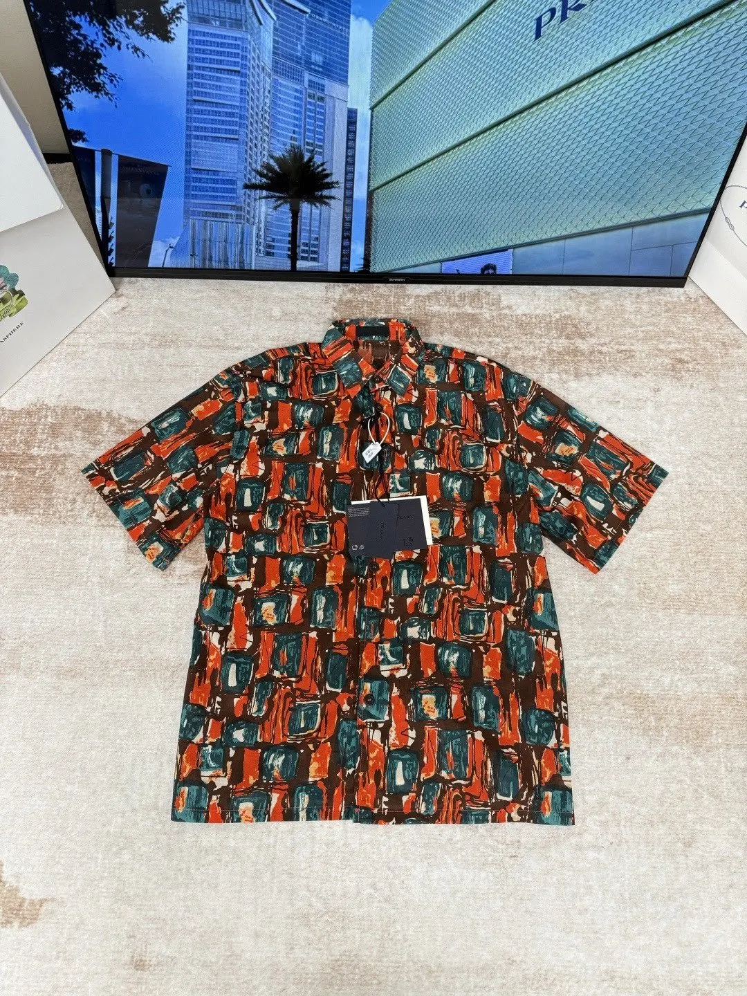 PRADA 棉质 印花 拼色 襯衫 休閒百搭款
