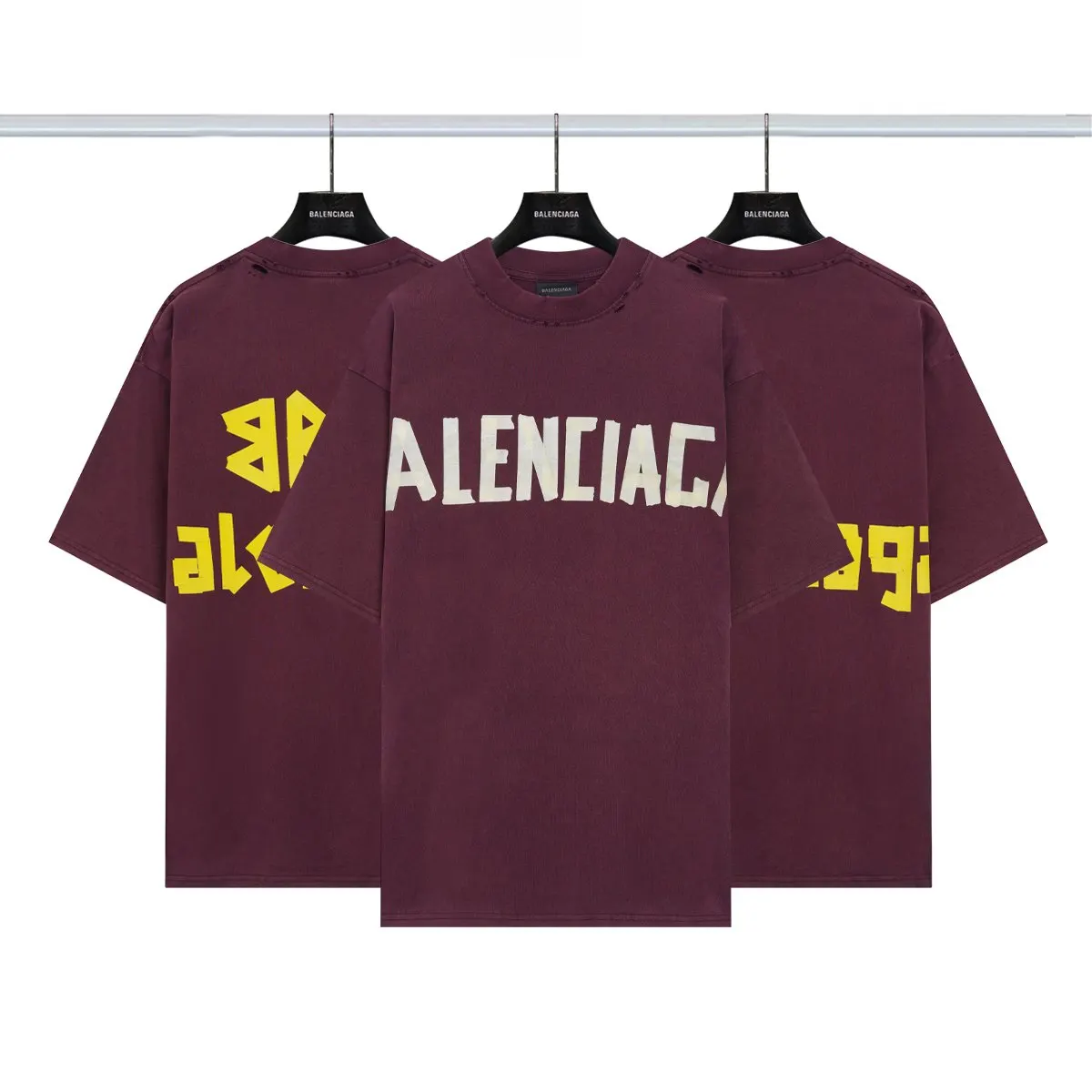 Balenciaga Red Short Sleeve T-Shirt Street Casual
