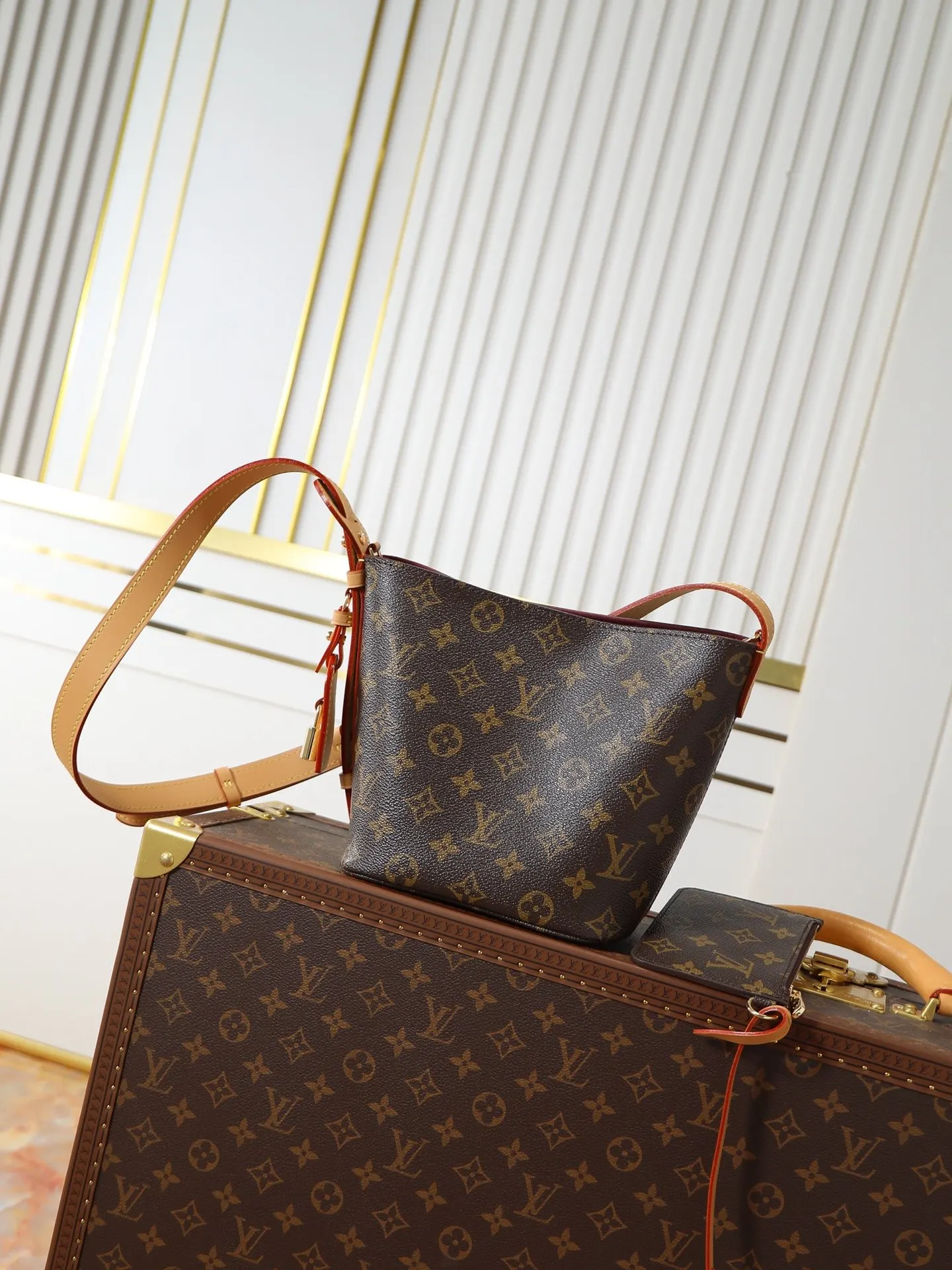 Monogram Bucket Bag Casual Canvas