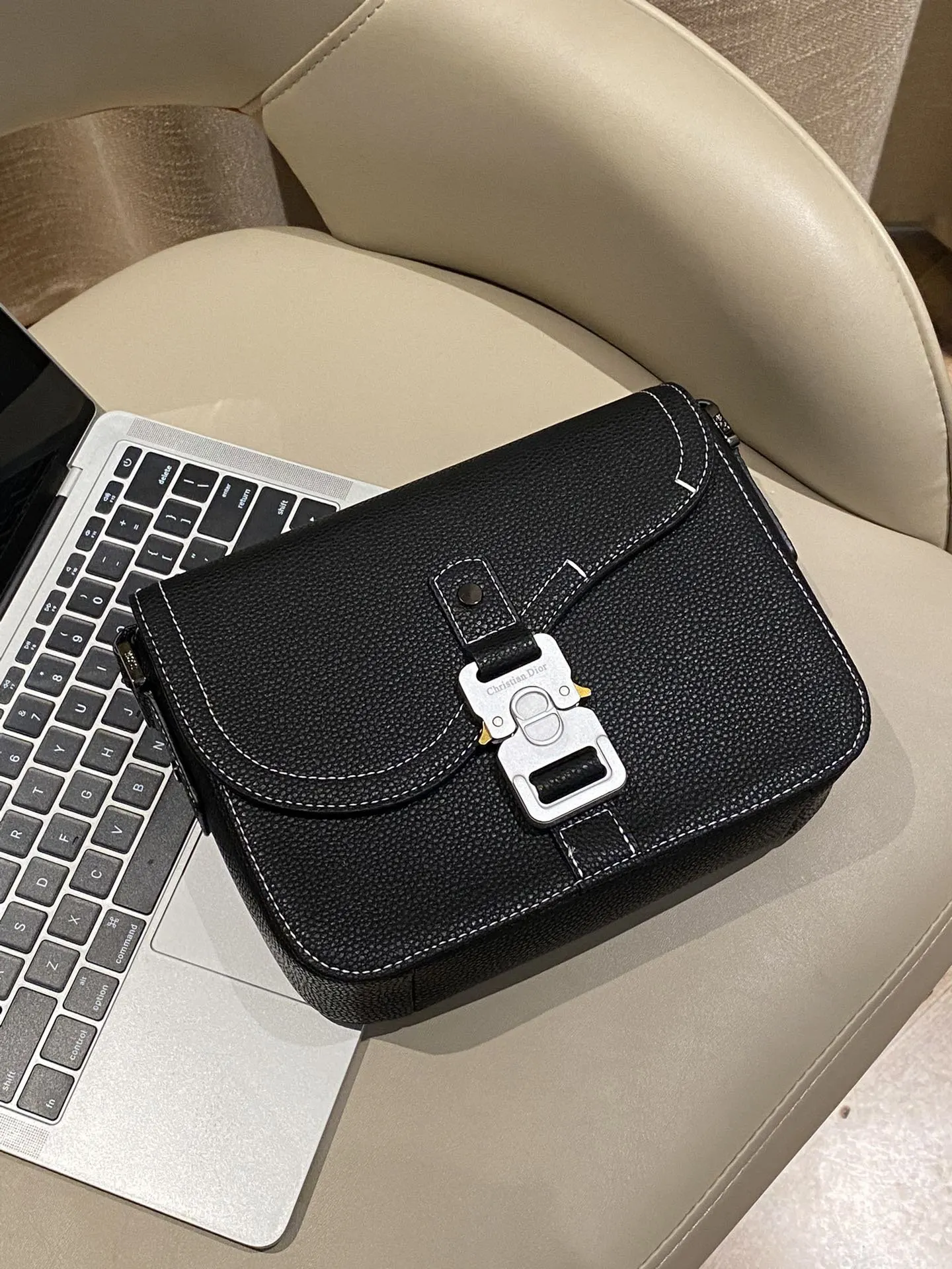 Dior Full Leather Messenger Bag, Top Handle Bag