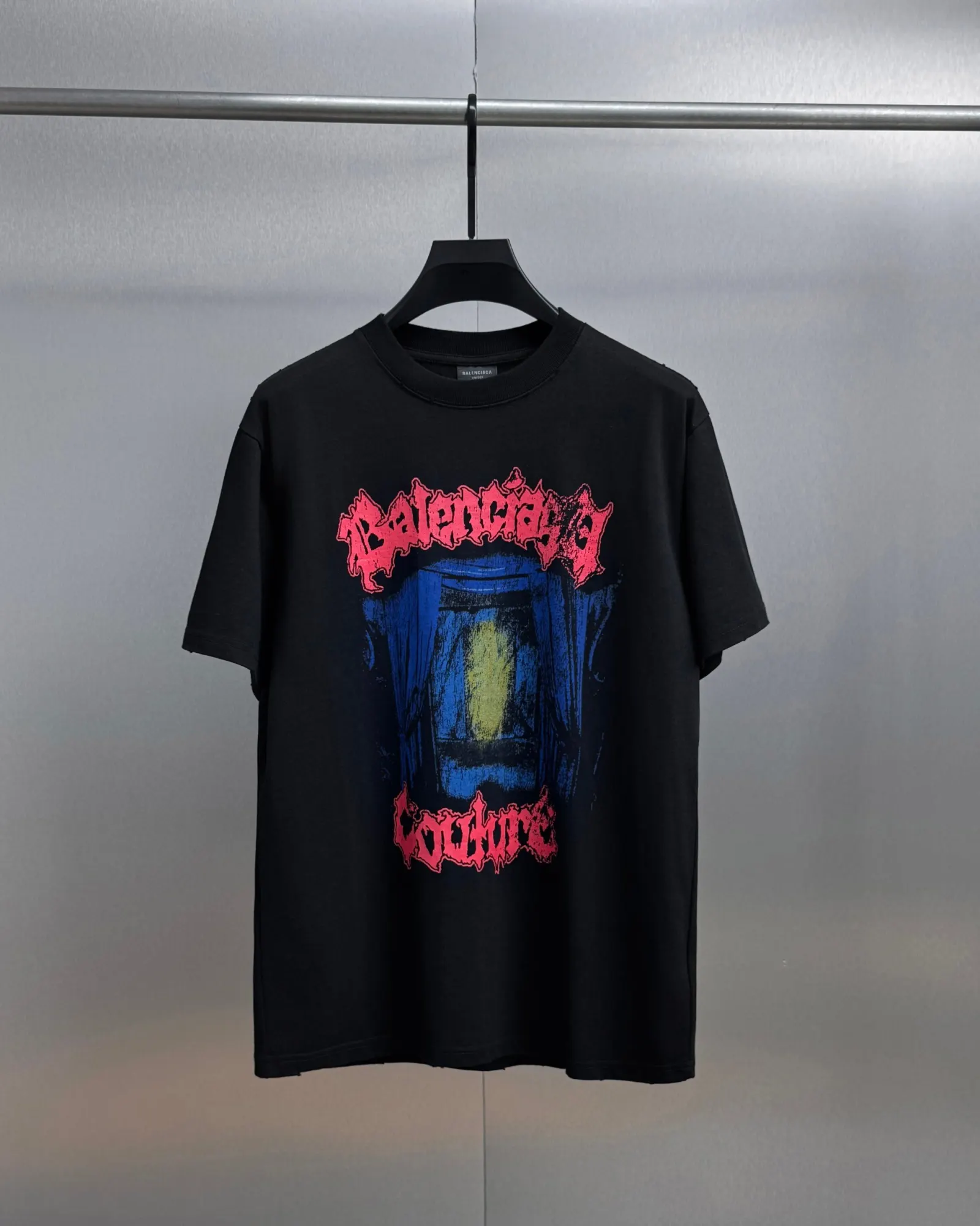 Balenciaga Black Cotton Short Sleeve T-Shirt Loose Casual