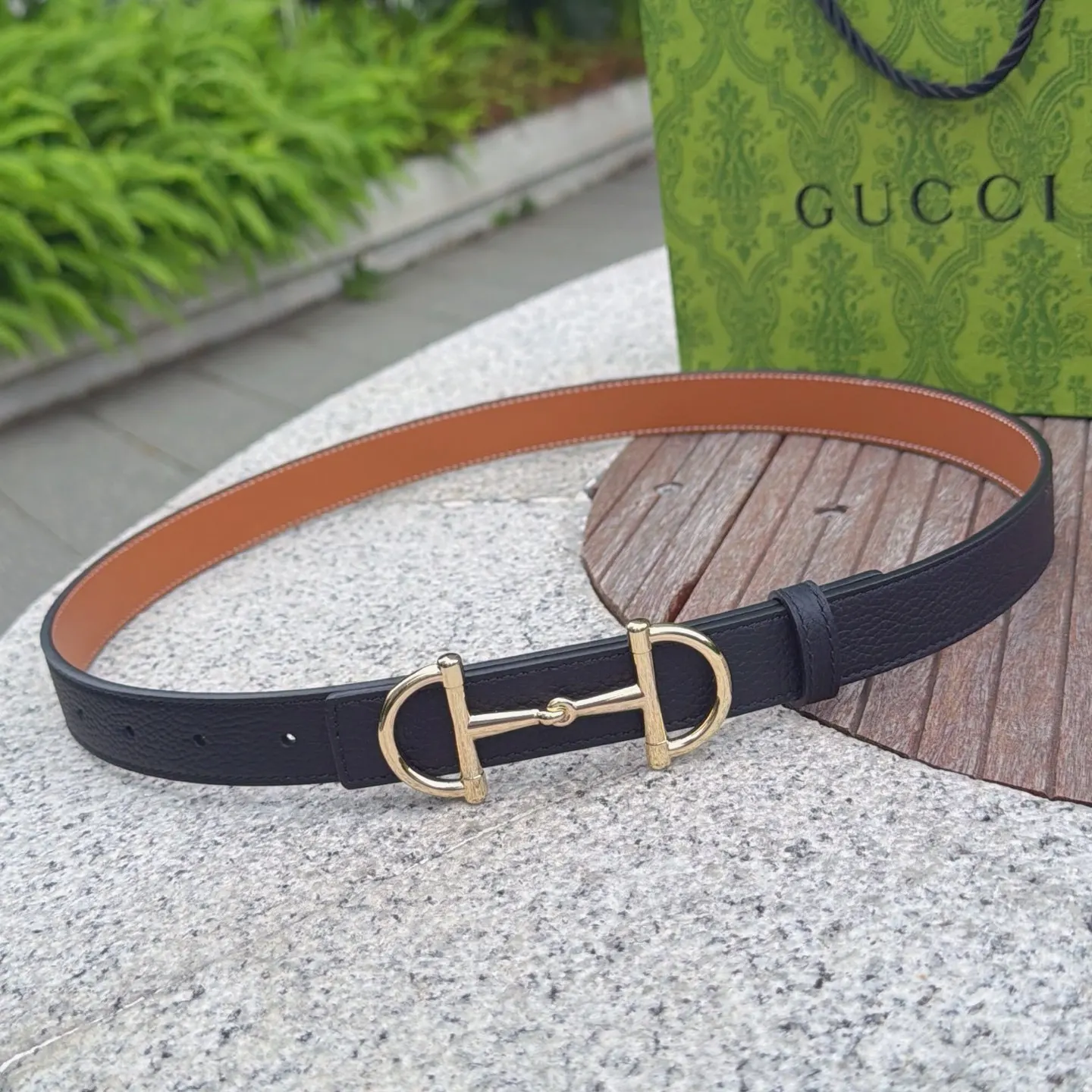 Gucci Double G Buckle Cowhide Double Sided Belt, Business Ca