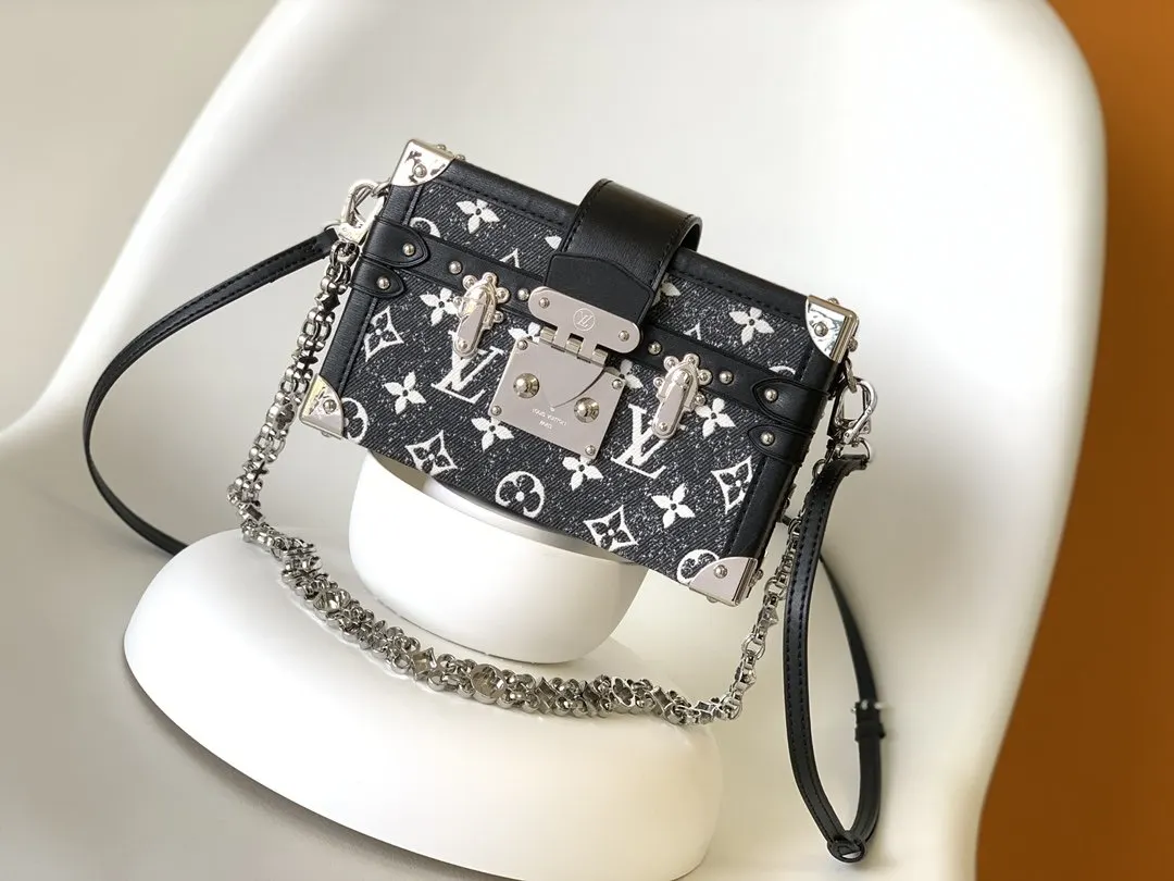 LV 黑色 牛仔 提花 鏈條包 精致鏈條款