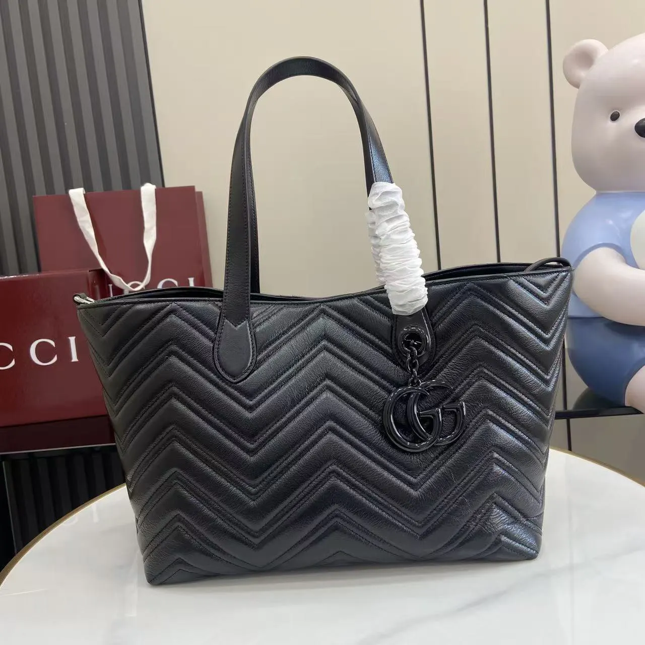 Marmont 黑色 牛皮 托特包 大容量托特款