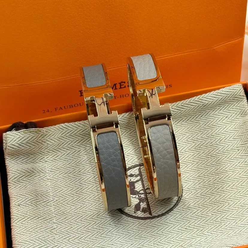 Hermes 銀色 荔枝纹牛皮 首饰 精致配飾款
