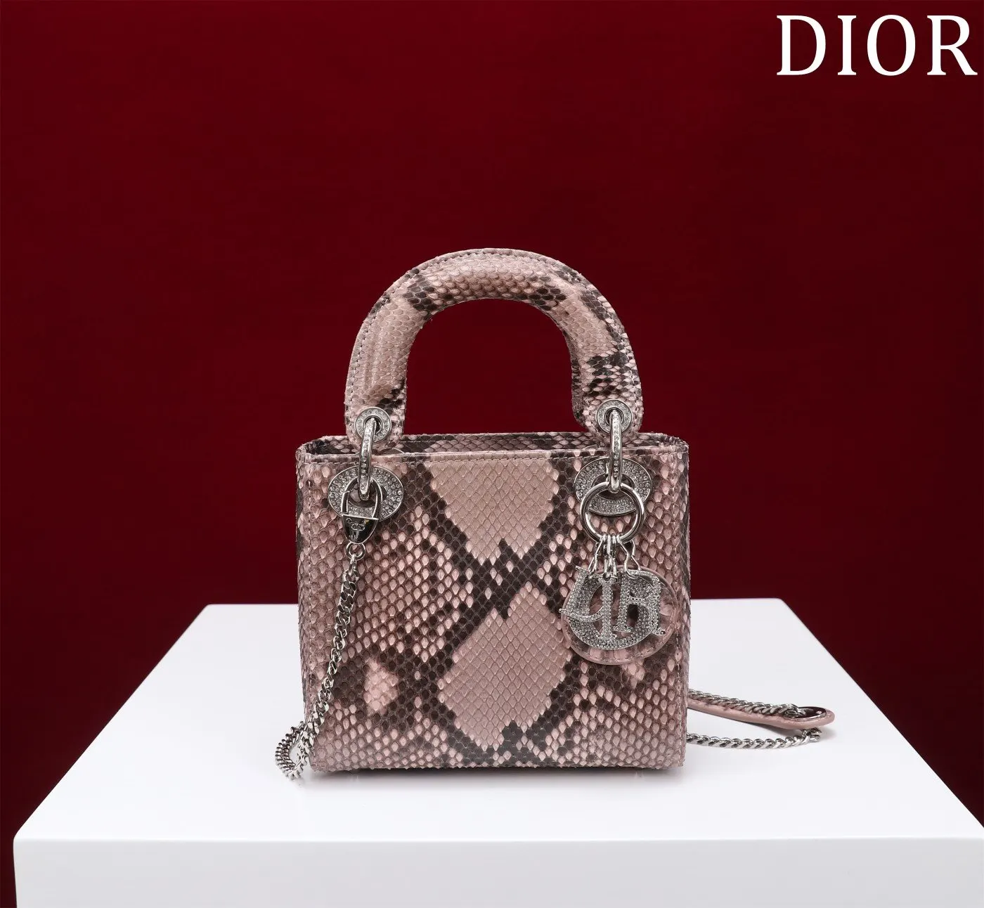 Dior Lady Dior 蛇紋藤格紋手提斜背包 復古款