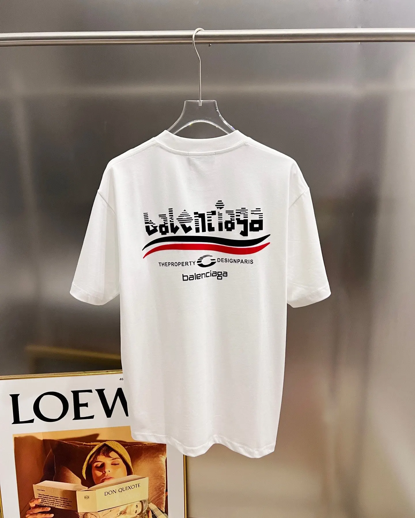 Balenciaga 玫红 純棉 Logo 短袖T恤 宽松休閒款