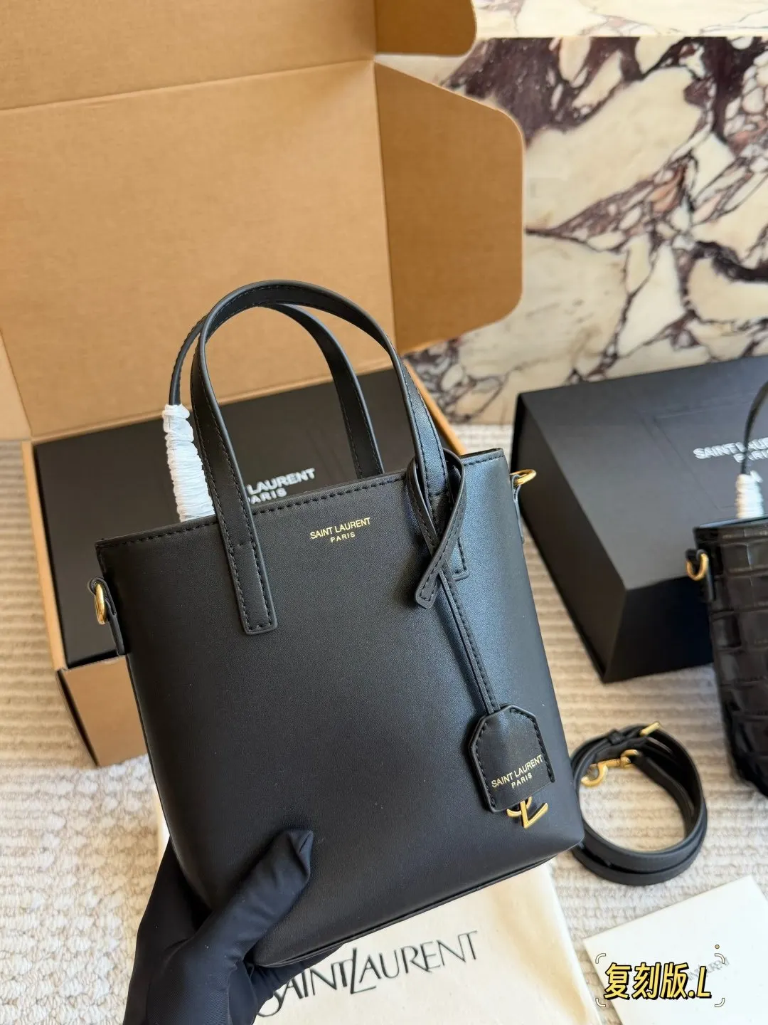 YSL 牛皮 盒 迷你 水 水桶包 休閒水桶款