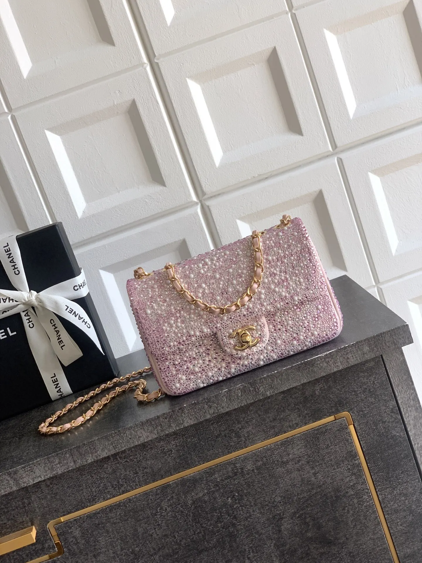 Pink Silver Chain Bag