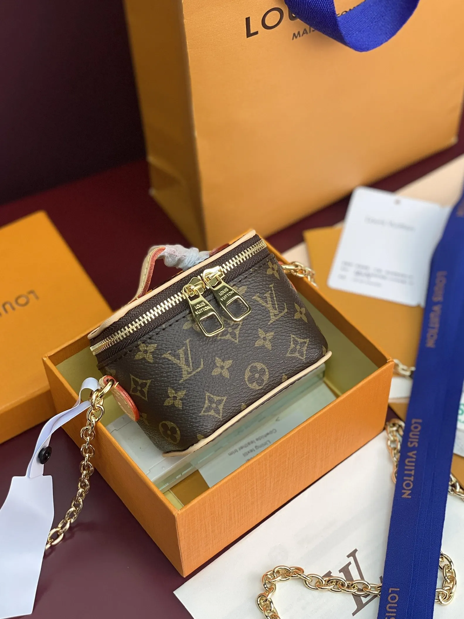 LV 老花 金色 帆布 批 老花 鏈條包 精致鏈條款