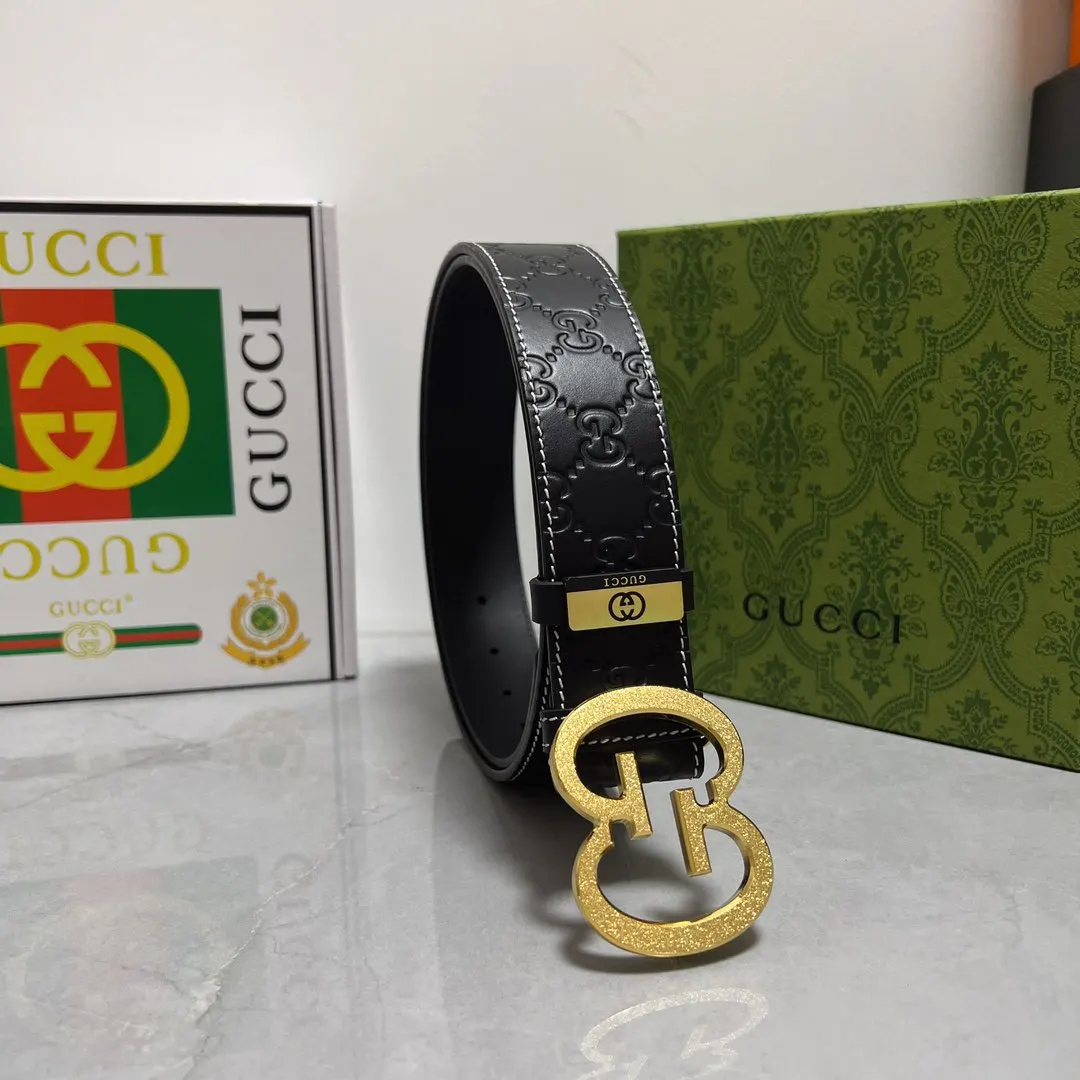 Gucci 雙G扣牛皮腰帶