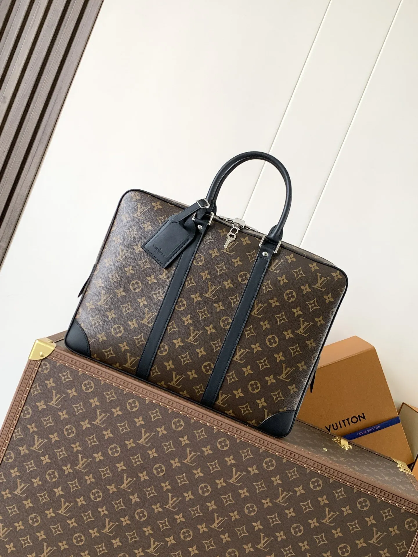 LV 老花 帆布 公文包 商務通勤款
