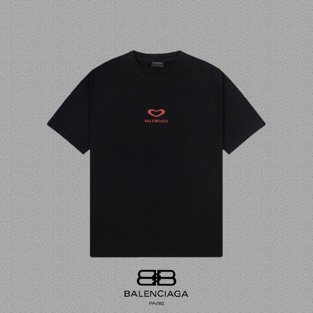 Balenciaga Paris Black Cotton Short Sleeve T-Shirt Street Casual