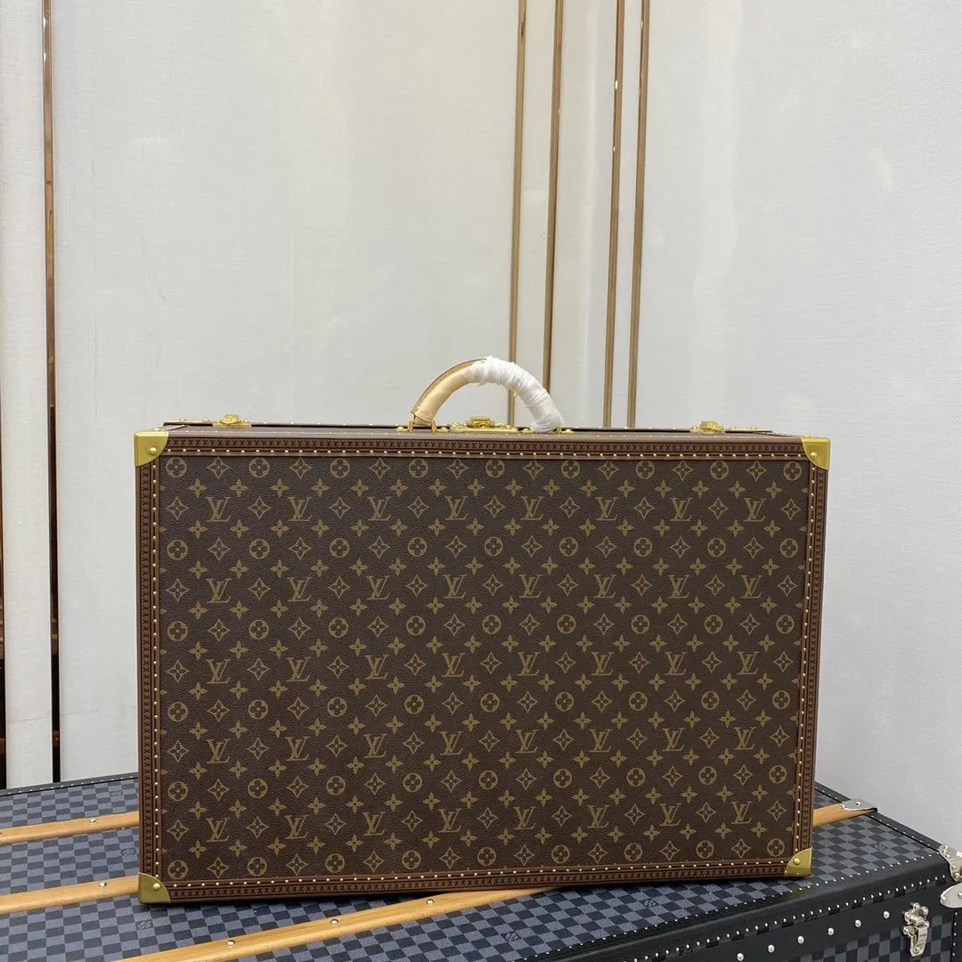 LV 金色 帆布 硬箱 纯铜五金 ALZER 硬箱 著名的Alz 行李箱 旅行拉杆款 轻便出行款