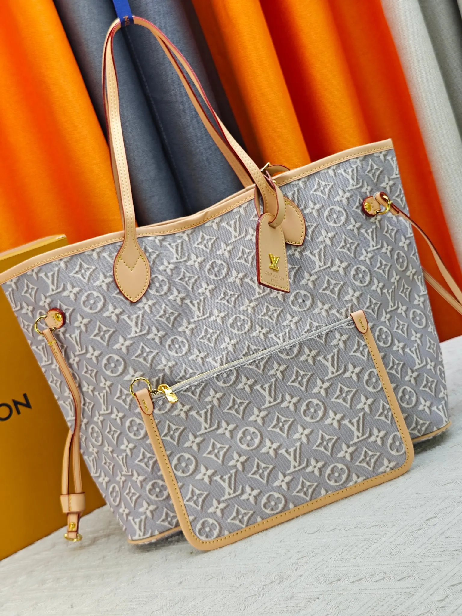 Neverfull 老花 牛仔 牛皮 收納包 旅行收納款