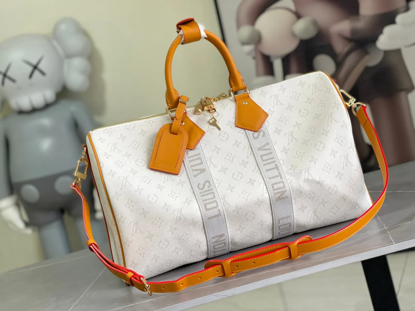 Keepall 白色 牛皮 旅行袋 大容量旅行款