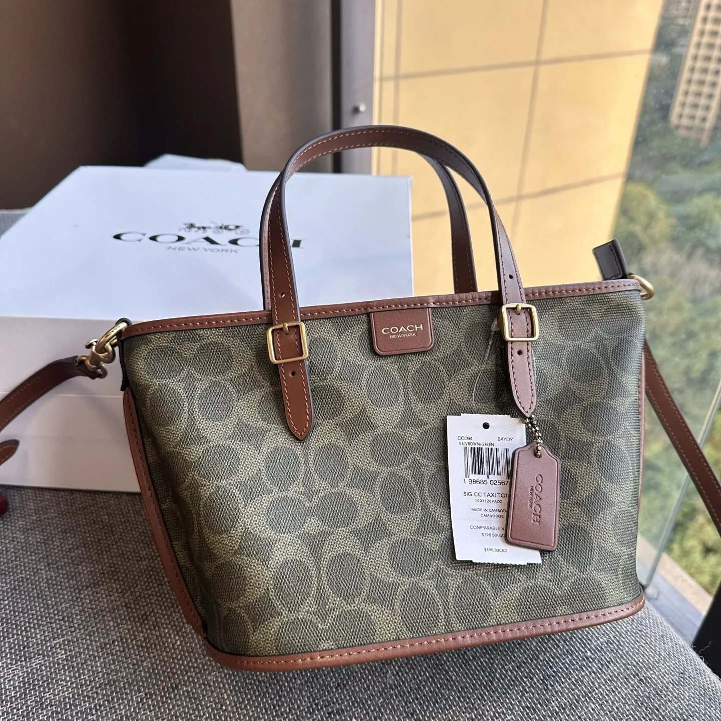 Coach 綠色 全套专 柜 厂价 托特包 大容量托特款