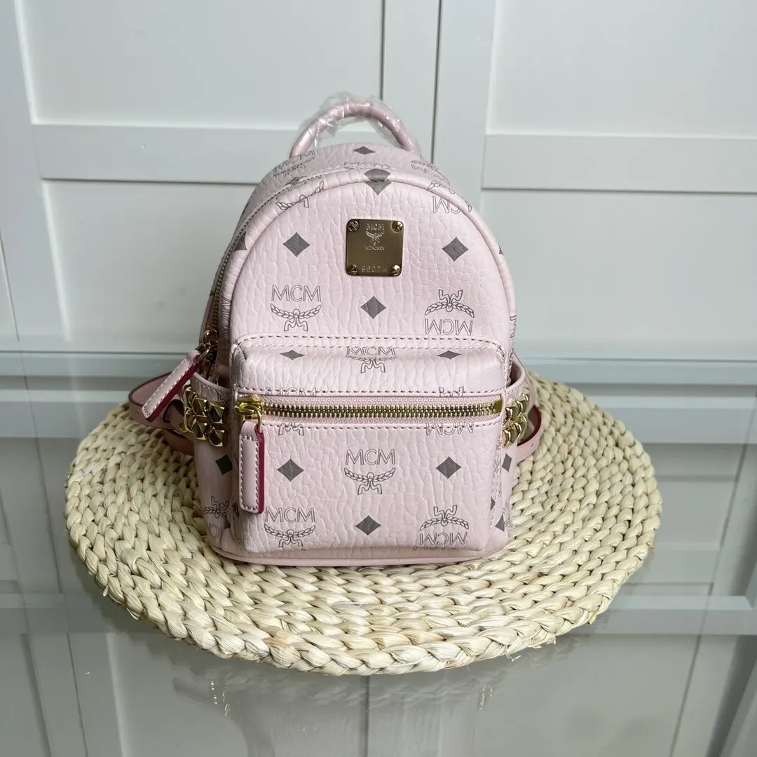 牛皮 MCM STARK系列侧钉超迷你 經典缩小版 根 雙肩包 实用雙肩款