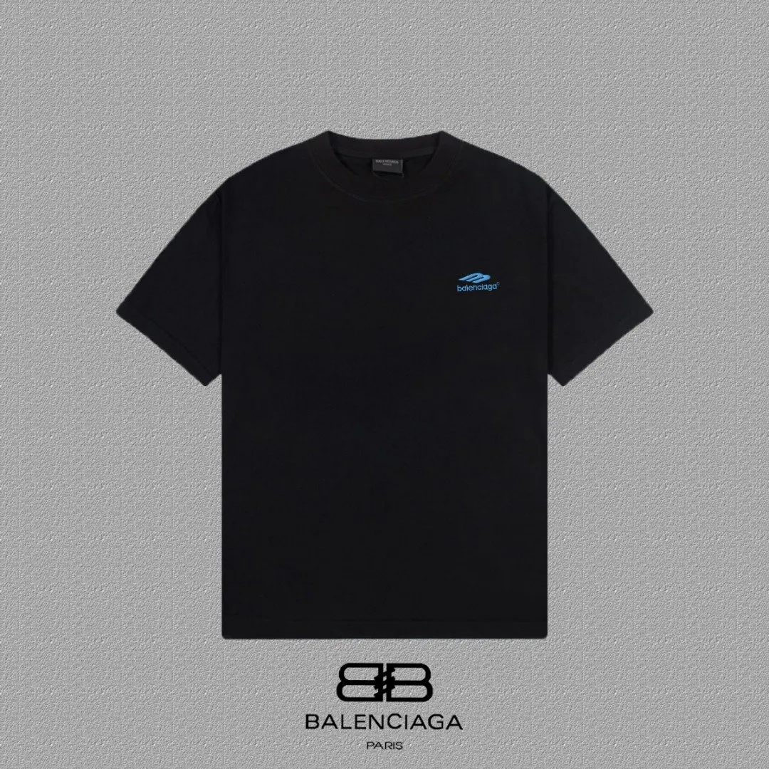 Balenciaga Black Logo Short Sleeve T-Shirt Street Casual