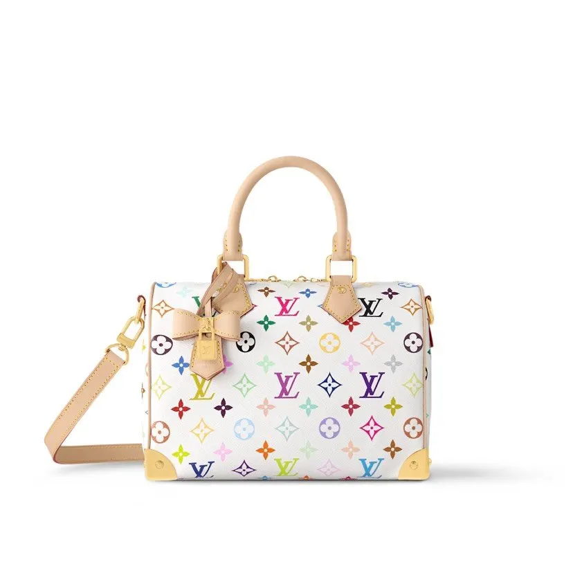 LV 白色彩色老花Speedy手袋 小號款