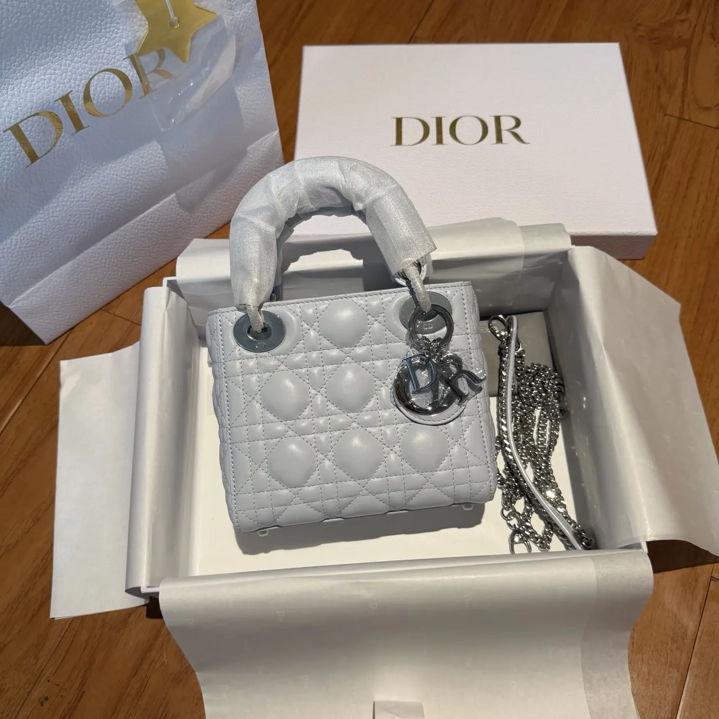 Dior Lady 蓝色 羊皮 链条包 精致链条款