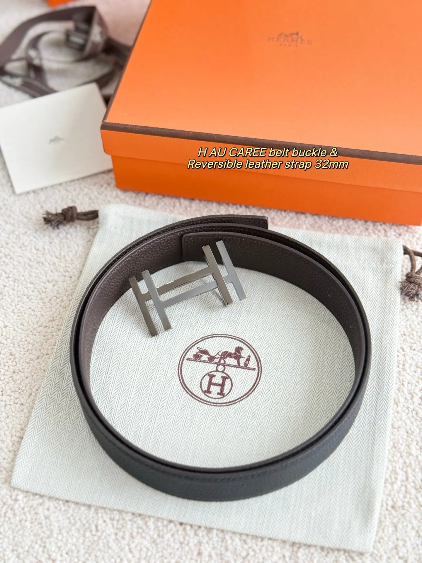 Hermes Togo Leather Belt Fine Accessories