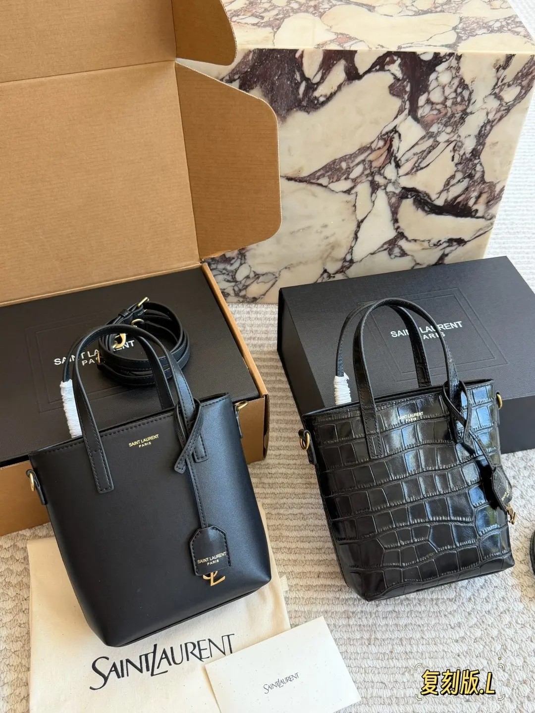 YSL 牛皮 盒 迷你 水 水桶包 休閒水桶款