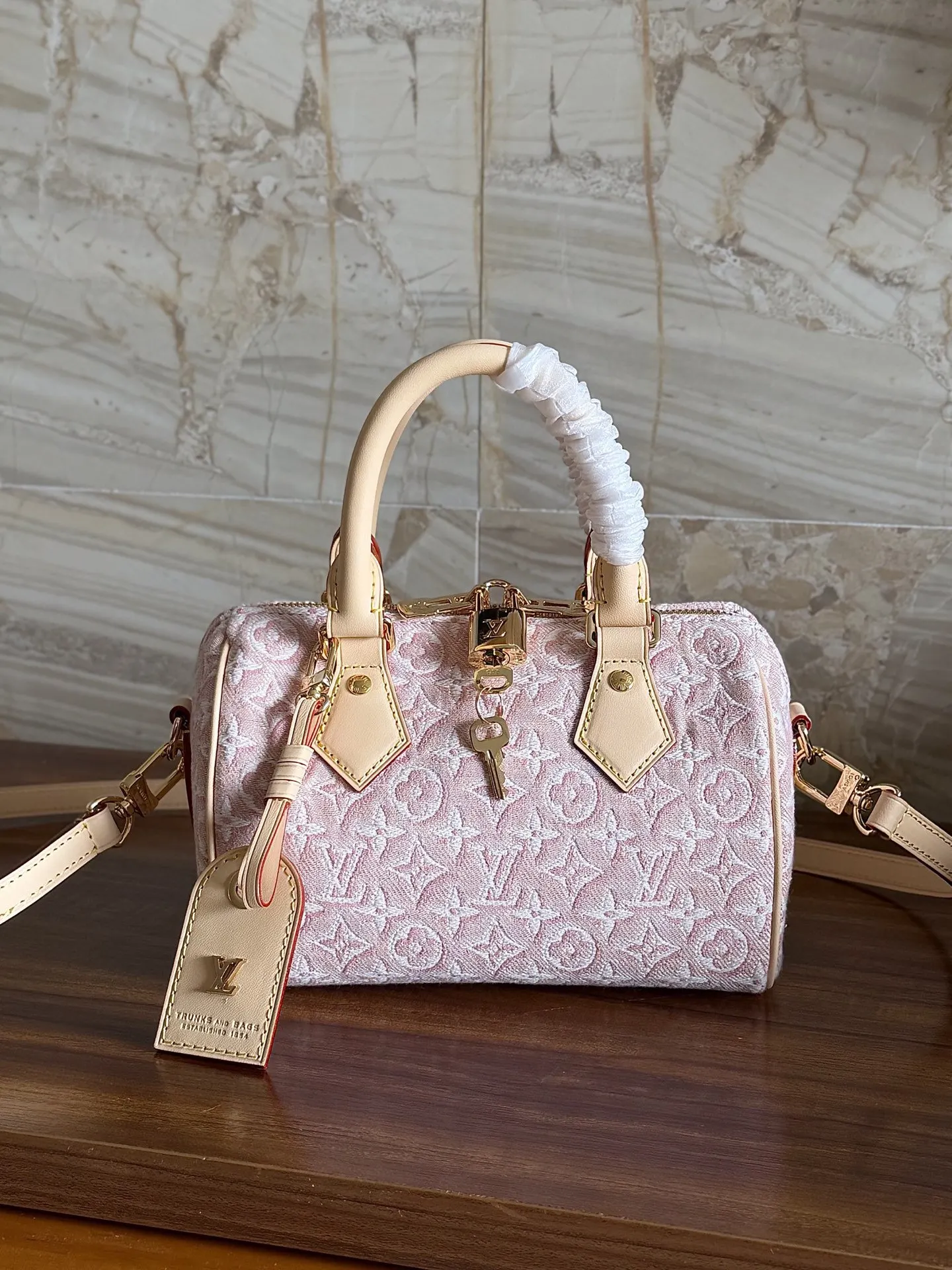 LV Speedy 粉色 帆布 收納包 旅行收納款