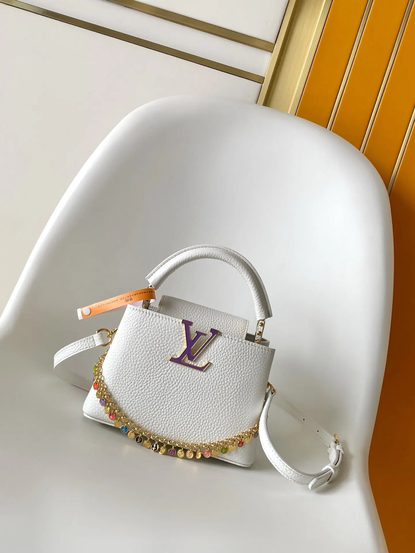 Louis Vuitton Black White Chain Bag Leather