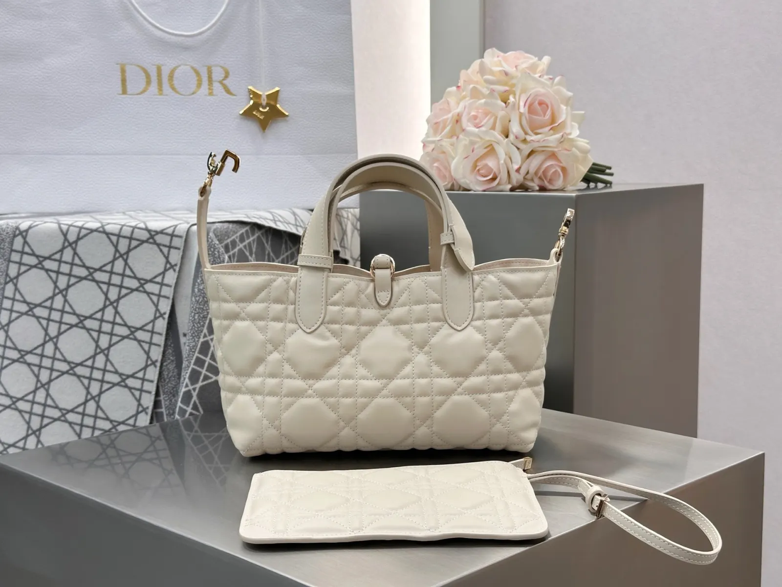 Beige Shoulder Bag Leather
