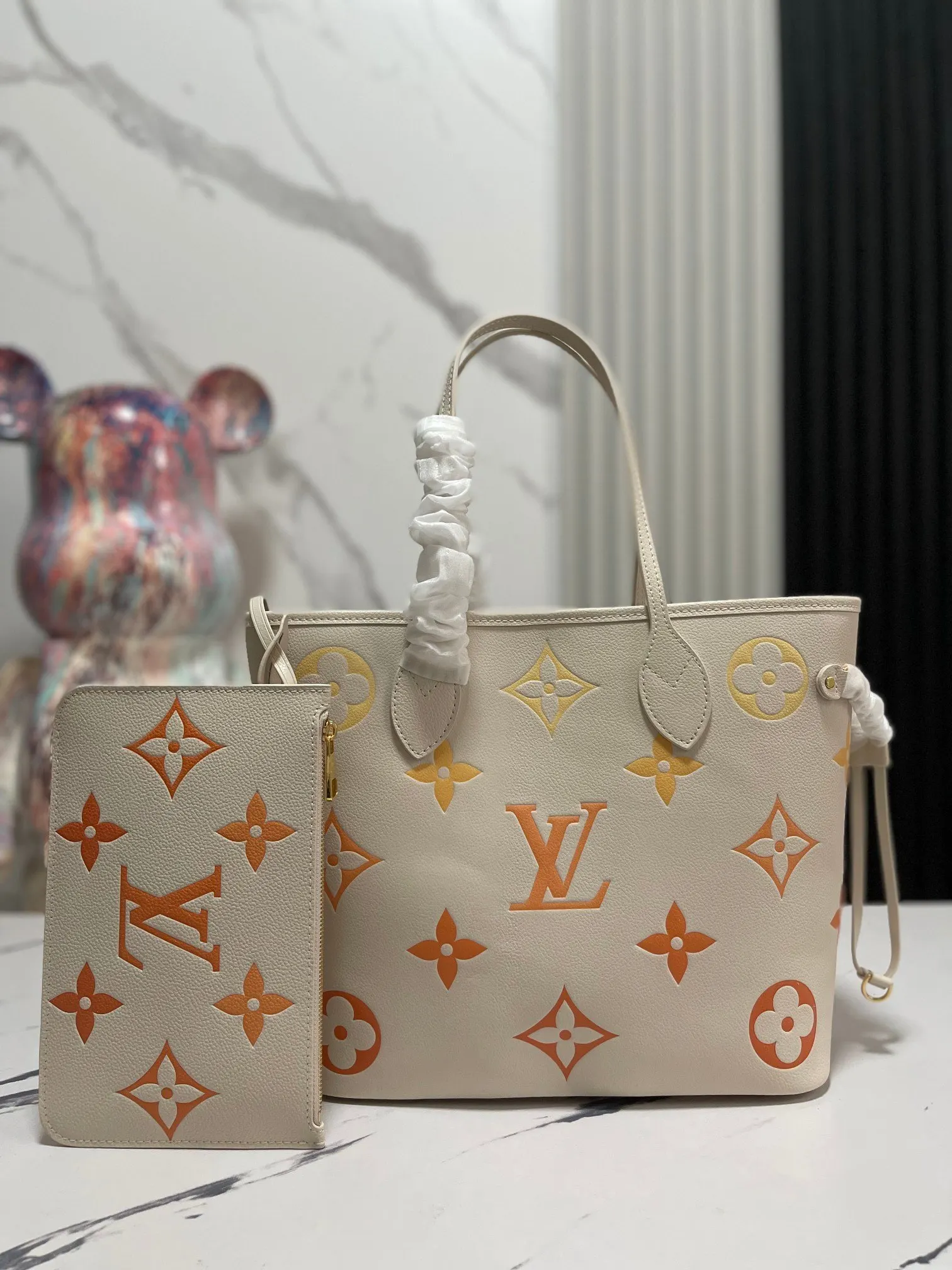 LV Neverfull 米白 Mo托特包 大容量托特款
