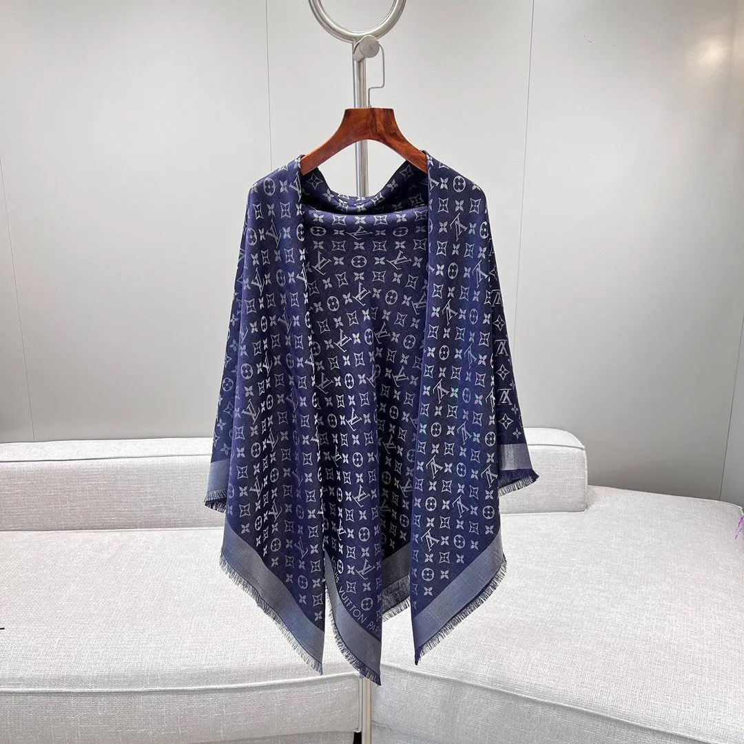 Louis Vuitton 藍色 羊毛 提花 Mo披肩 保暖披肩 圍巾