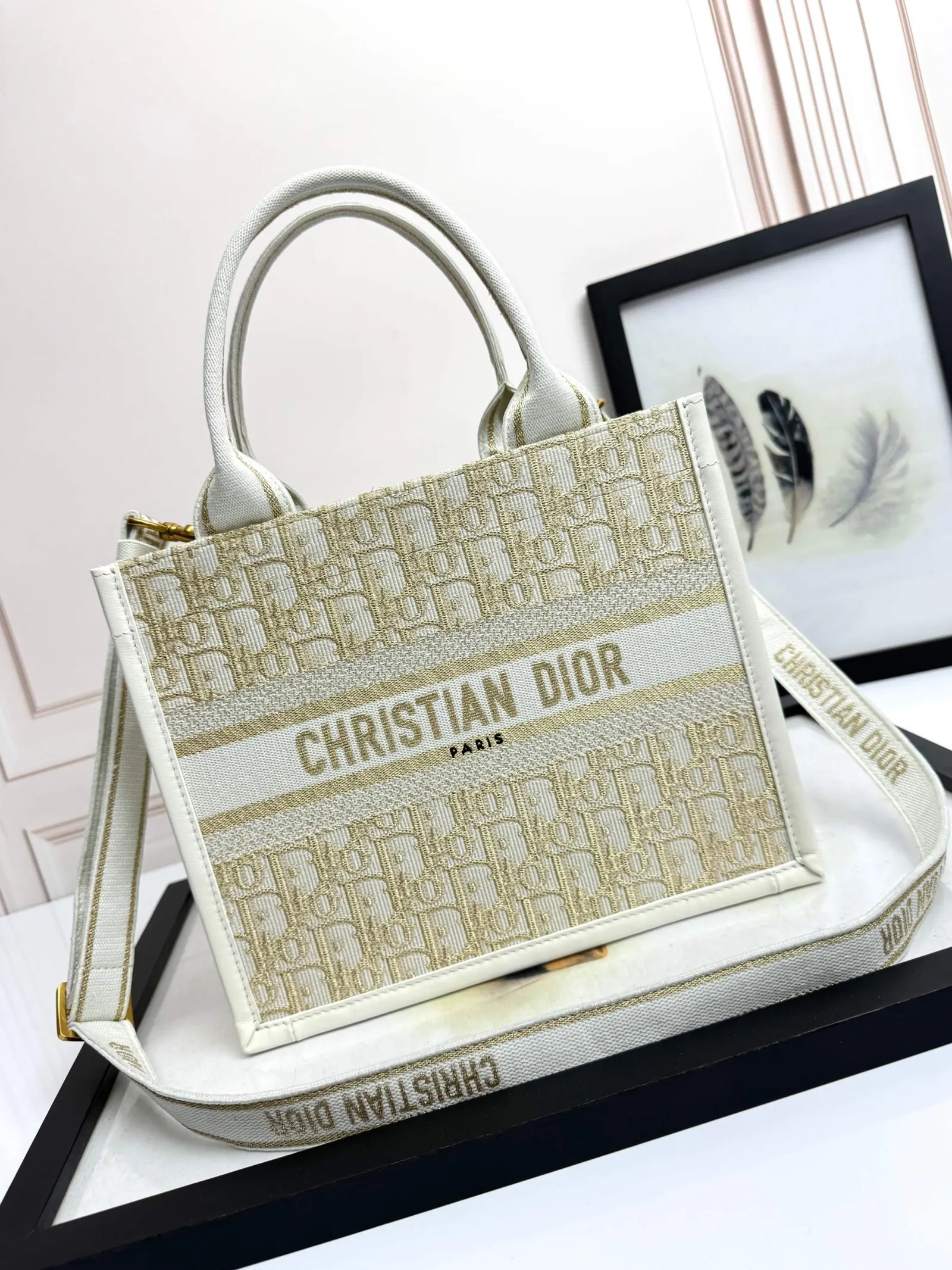 Dior Monogram Tote Bag Commuter Leather