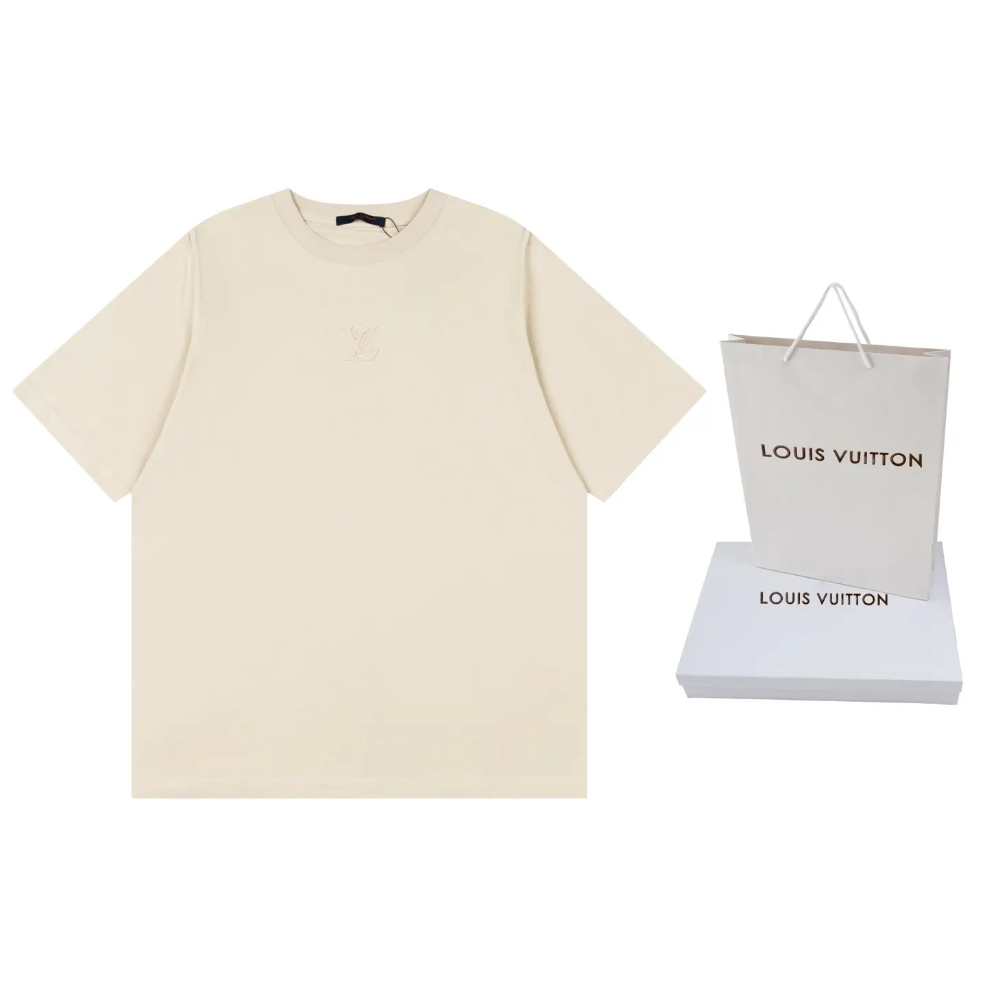 LV Letter Cotton Short Sleeve T-Shirt Casual Versatile Style
