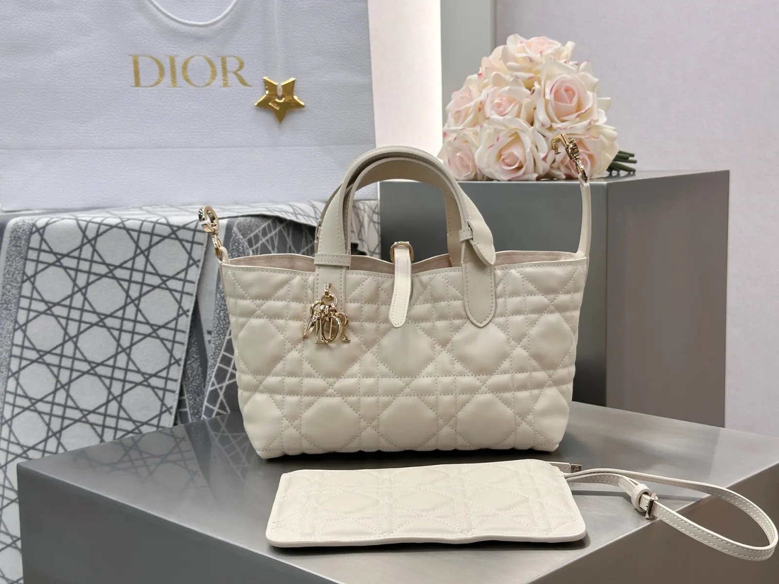 Beige Shoulder Bag Leather