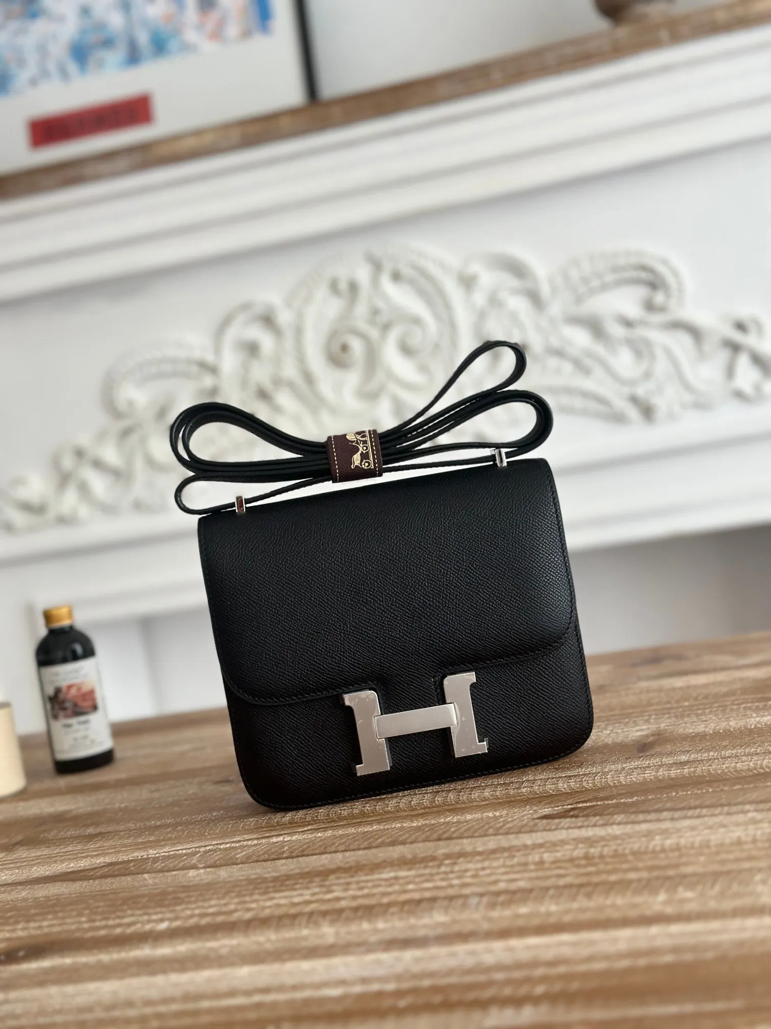 Hermes Constance 黑色 Epsom掌纹牛皮 斜背包 19cm 經典款