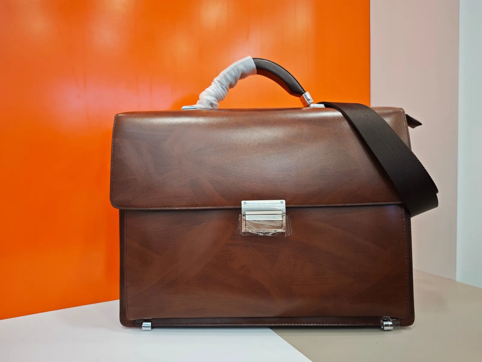 Brown Briefcase Business Commuter Leather