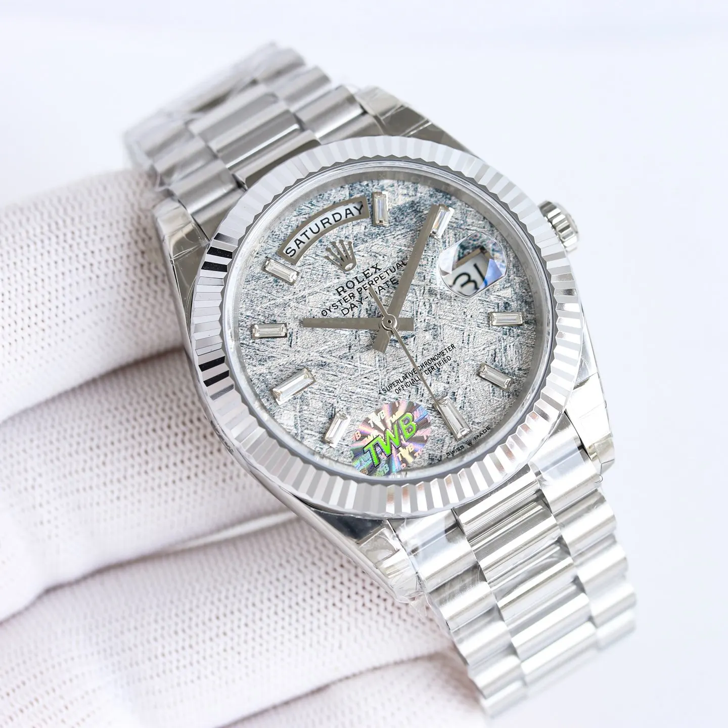 Rolex 白 金 钻圈 钻丁面 TWB 超 手錶 經典腕表款