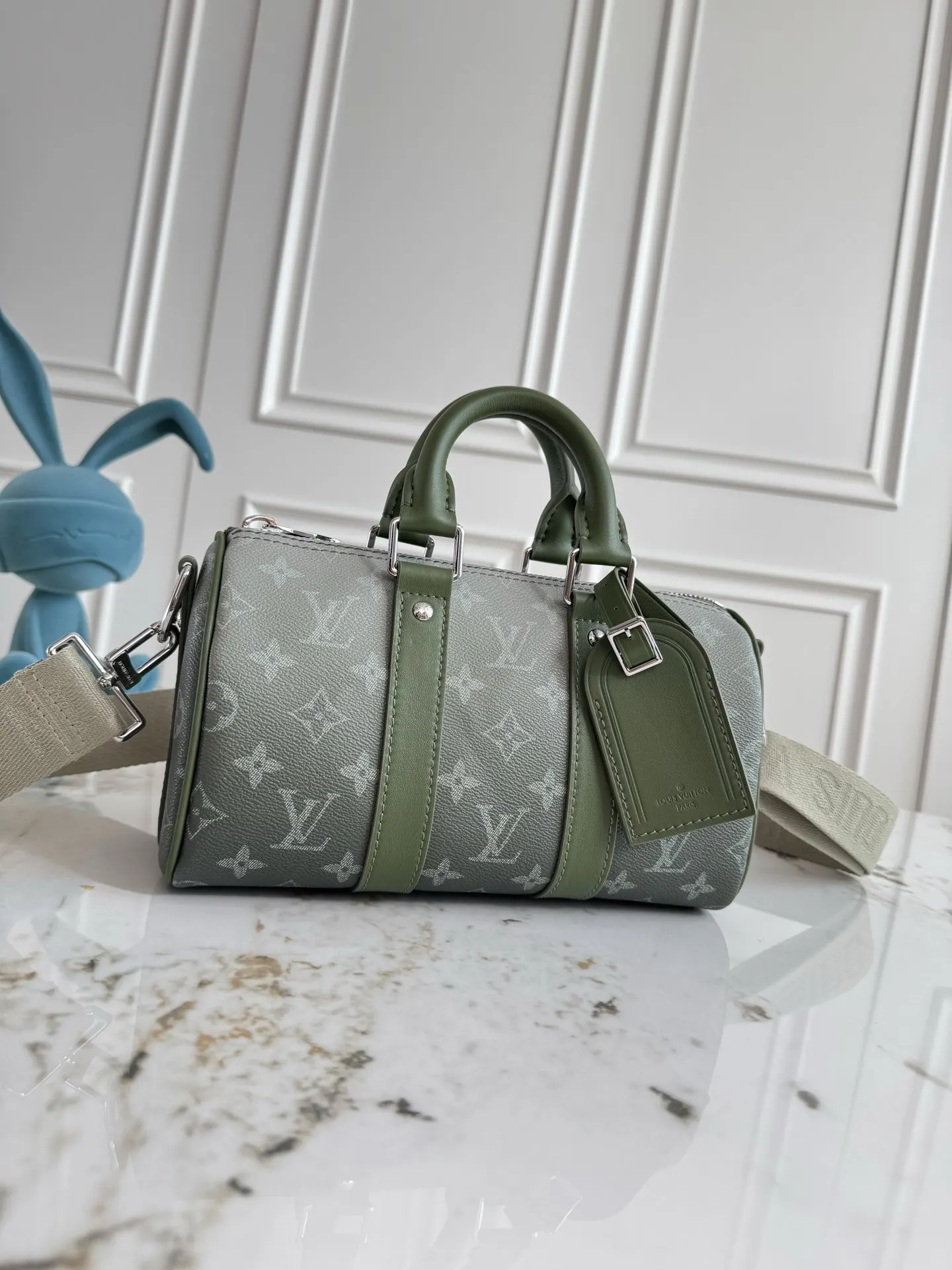 LV 綠色壓紋托特包 大容量通勤款