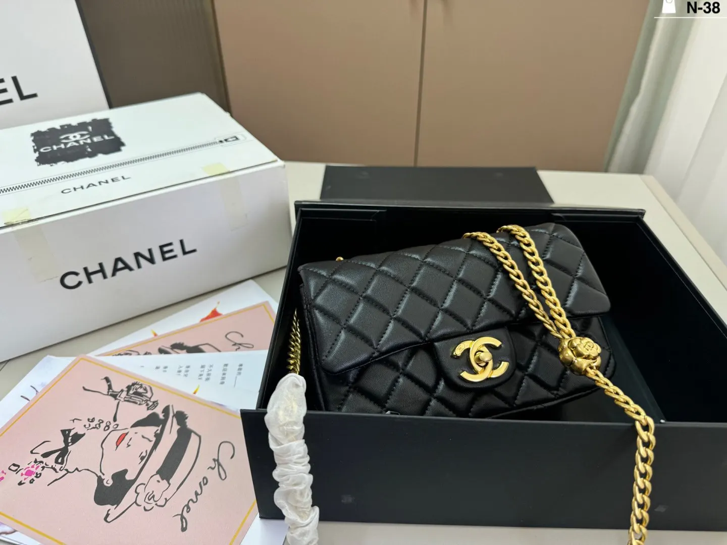 CHANEL 双盒 cf山茶花链条方胖子 柔软舒适又百 链条