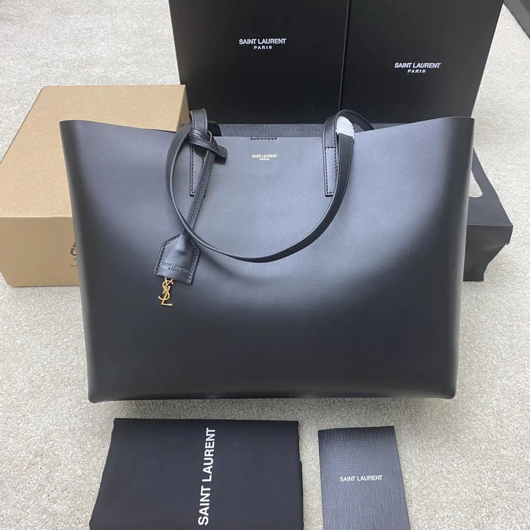 YSL 金色 批 精品专供 黑平纹 金 shopp 托特包 大容量托特款