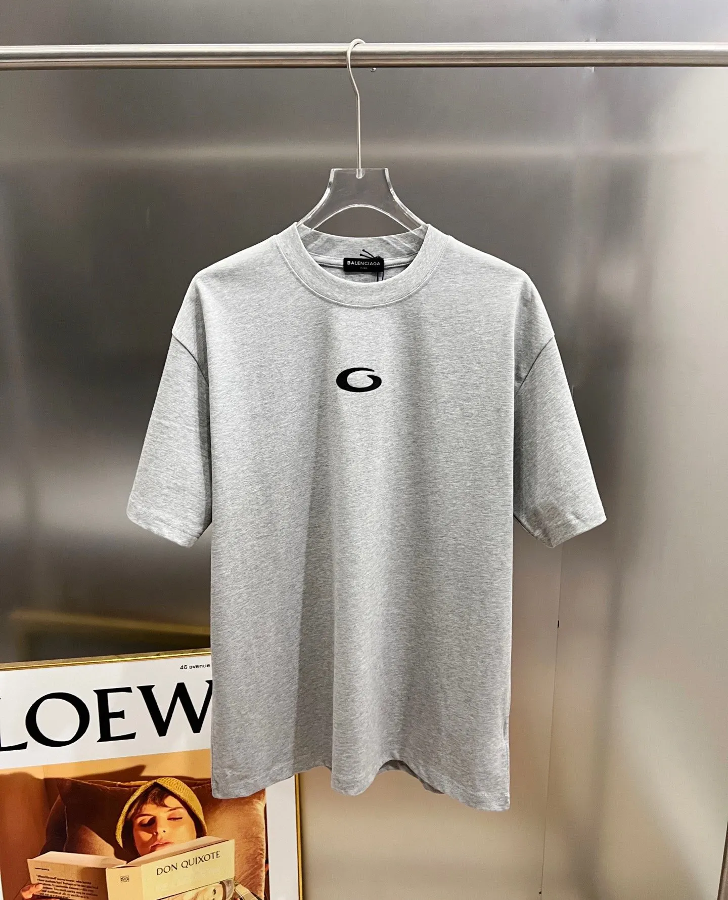 Balenciaga Black Cotton Logo Short Sleeve T-Shirt Loose Casu