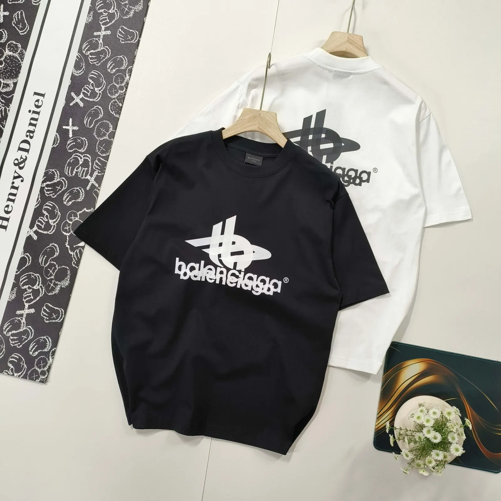 Balenciaga Black Cotton Logo Short Sleeve T-Shirt Street Cas