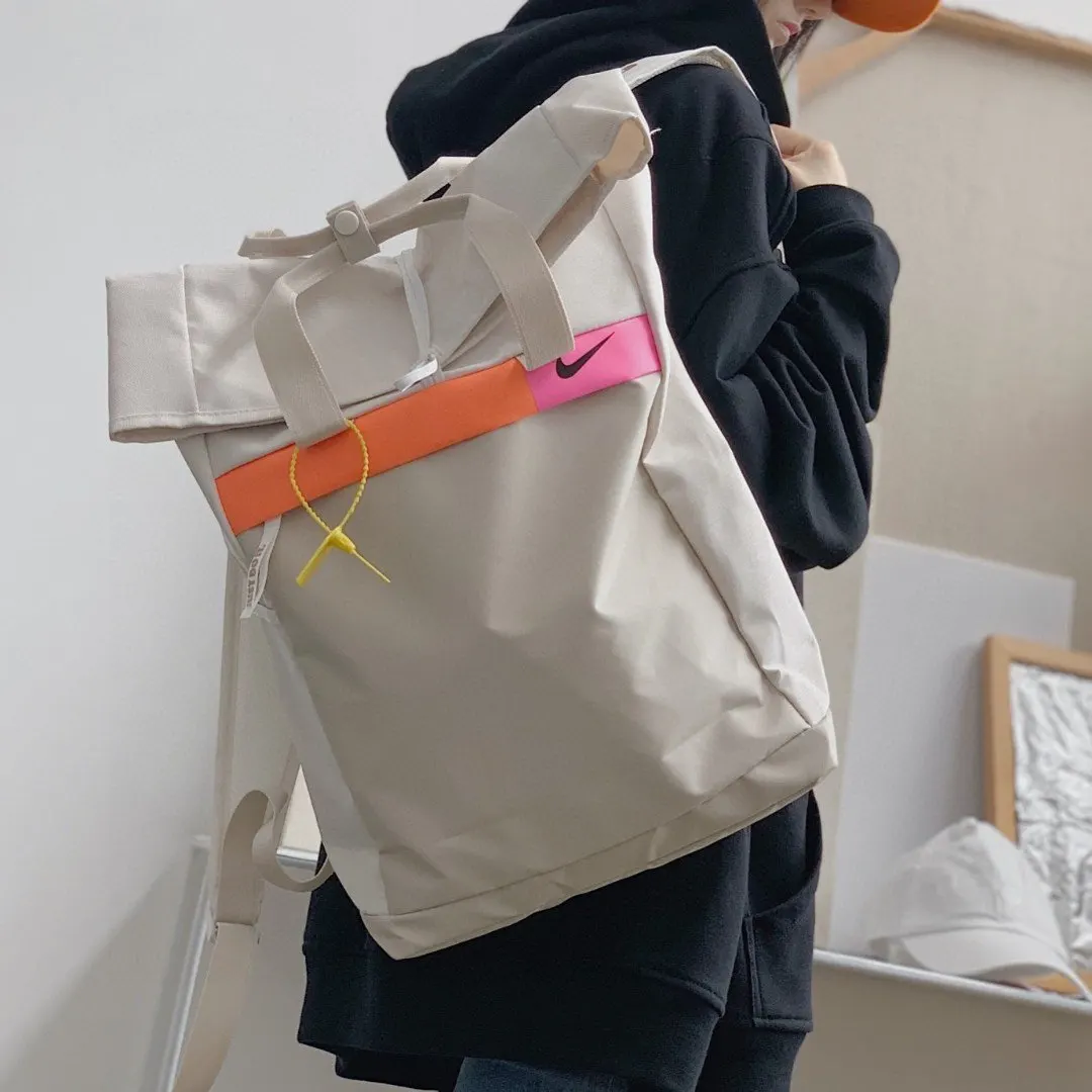 拼色 Nike纯色卷口手拎包学生书包男女同款 雙肩包 实用雙肩款