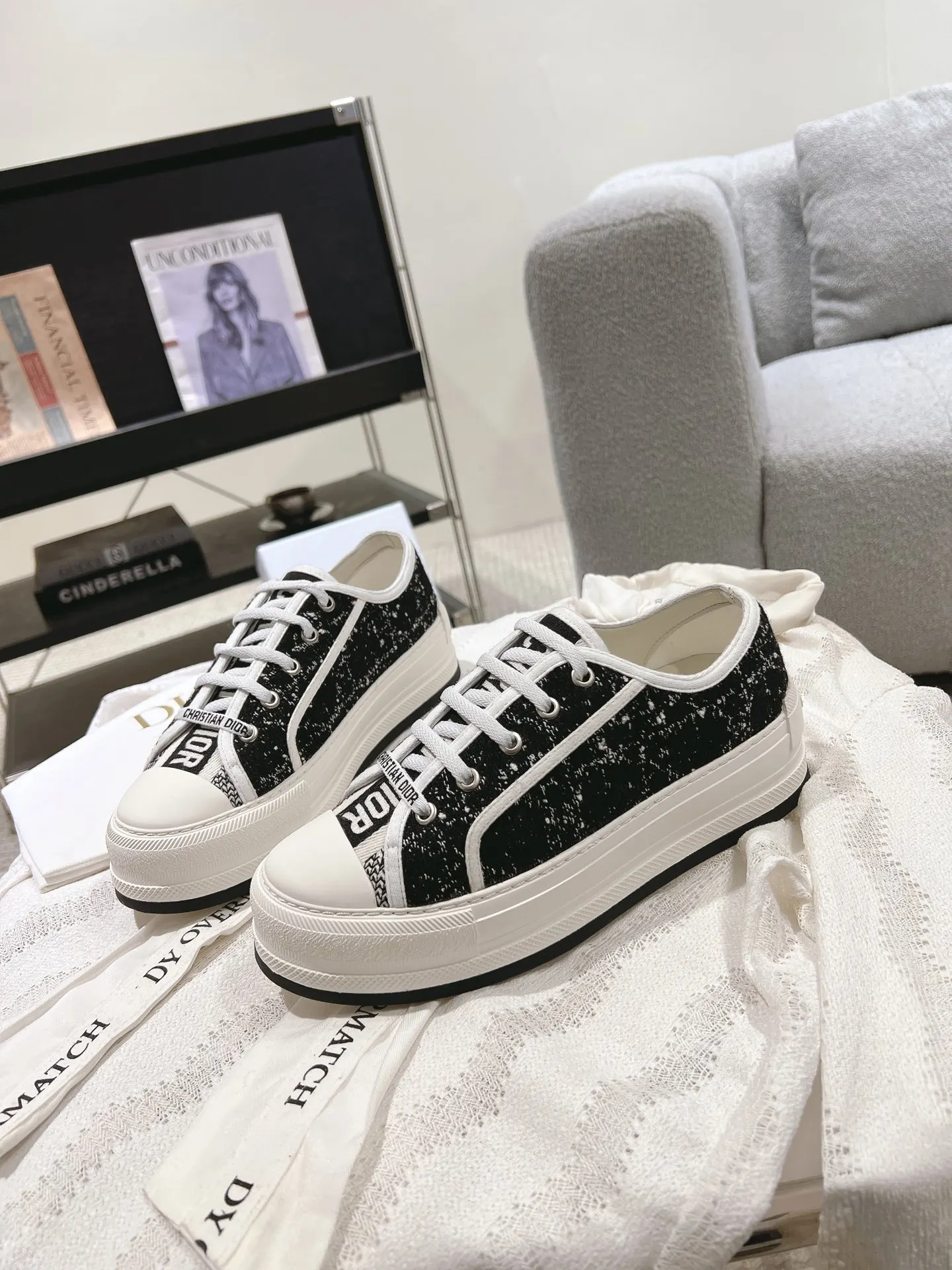 Dior 厚底 拼色 運動鞋 休閒百搭款